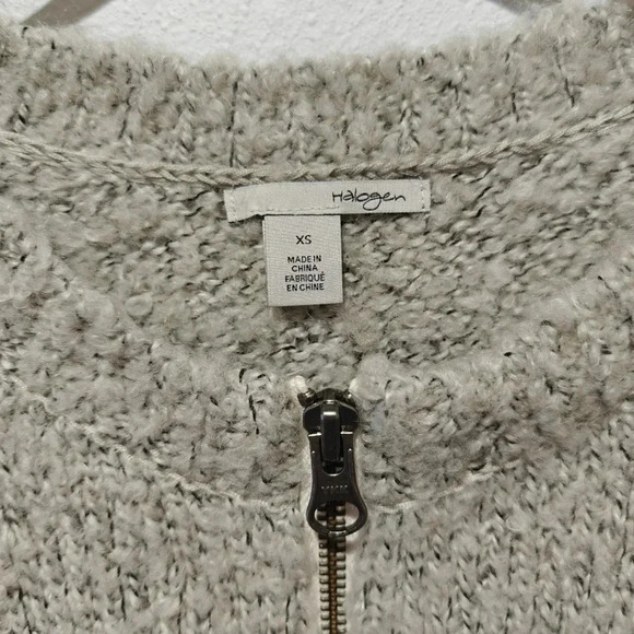 Halogen Wool and Mohair Long Sweater Cardigan XS Full Zip Pockets Oversized Cozy - Picture 4 of 6